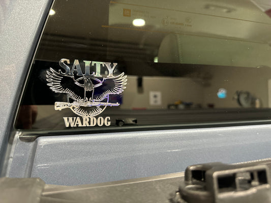 Salty Wardog 3x3 Silver Sticker